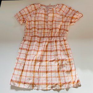 NWT Ann Taylor LOFT Dress Cotton Plaid Short Sleeve Key Hole Tie Neckline Spring